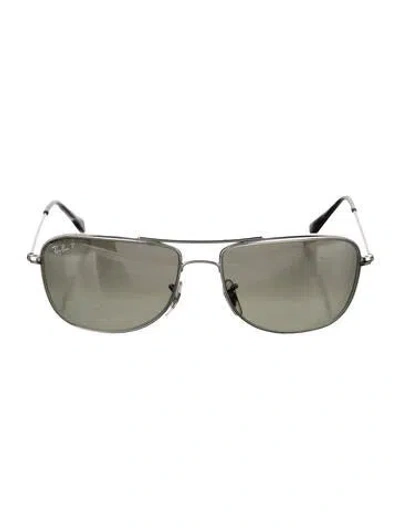 Pre-owned Ray Ban Aviator Mirrored Sunglasses In Silver