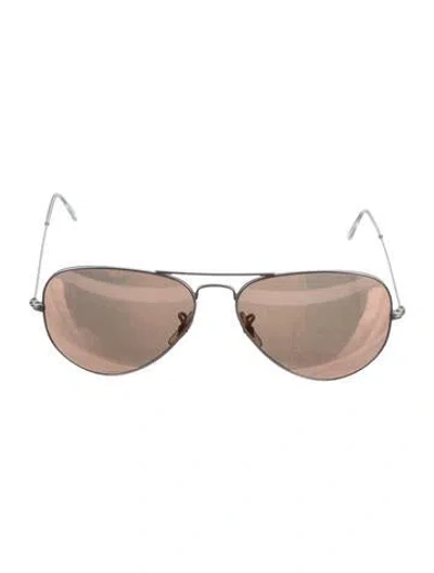 Pre-owned Ray Ban Aviator Mirrored Sunglasses In Silver