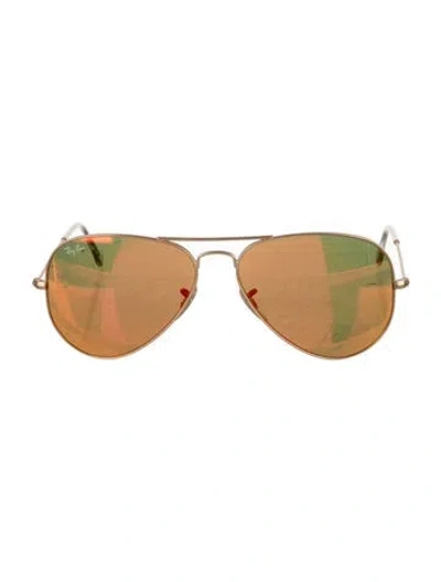 Pre-owned Ray Ban Aviator Mirrored Sunglasses In Transparent