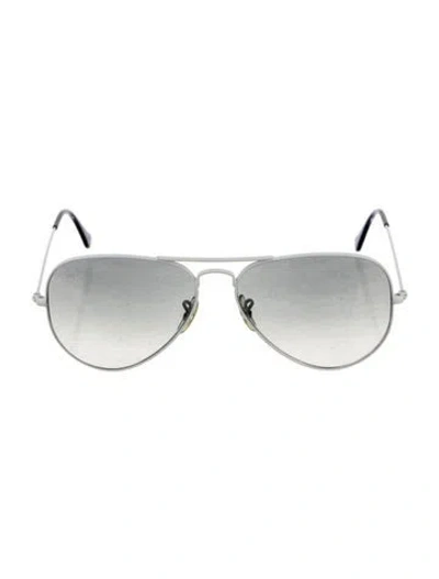 Pre-owned Ray Ban Aviator Mirrored Sunglasses In White