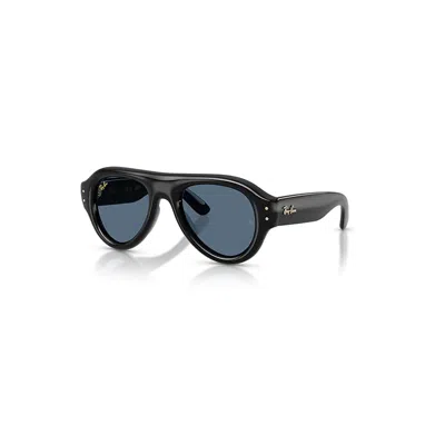 Ray Ban Aviator Puffer Sonnenbrillen Schwarz Fassung Blau Glas 52-21 In Black