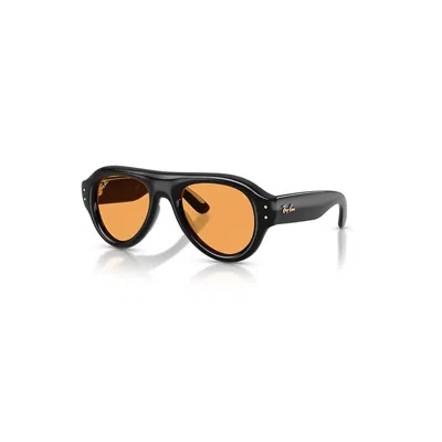 Ray Ban Aviator Puffer Sonnenbrillen Schwarz Fassung Orange Glas 50-21 In Black