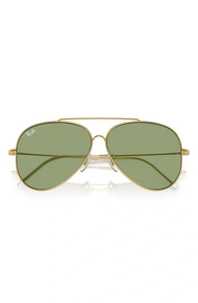Ray Ban Aviator Reverse Sunglasses Gold Frame Green Lenses 59-11