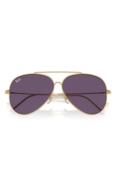 Ray Ban Aviator Reverse Sunglasses Gold Frame Violet Lenses 59-11