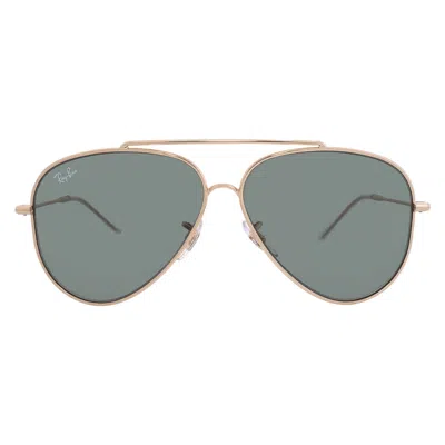 Ray Ban Aviator Reverse Dark Green Pilot Unisex Sunglasses Rbr0101s 001/vr 59 In Gold