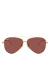 Ray Ban Aviator Reverse Tinted Sunglasses In Dark Violet