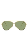 Ray Ban Aviator Reverse Sunglasses Gold Frame Green Lenses 62-11 In Gold/green Solid