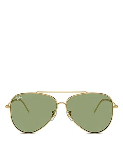 Ray Ban Aviator Reverse Sunglasses Gold Frame Green Lenses 62-11
