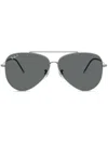 Ray Ban Aviator Reverse Sunglasses Gunmetal Frame Grey Lenses Polarized 59-11 In Grey