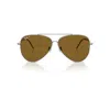 Ray Ban Aviator Reverse Sunglasses Gunmetal Frame Brown Lenses Polarized 59-11 In Gunmetal