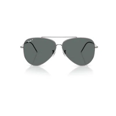 Ray Ban Aviator Reverse Sunglasses Gunmetal Frame Grey Lenses Polarized 59-11