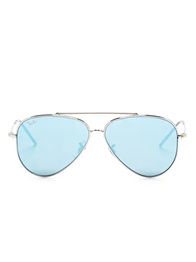 Ray Ban Aviator Reverse Sunglasses In Silver