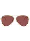 Ray Ban Aviator Reverse Tinted Sunglasses In Dark Violet