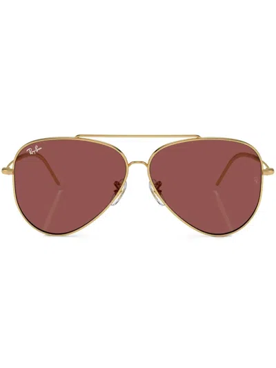 Ray Ban Aviator Reverse Tinted Sunglasses In Dark Violet