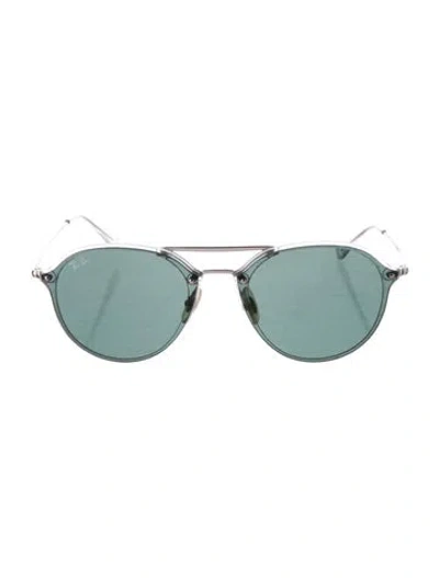 Pre-owned Ray Ban Aviator Round Sunglasses In Silver