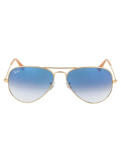 Ray Ban Aviator Sunglasses In 001/3f Gold
