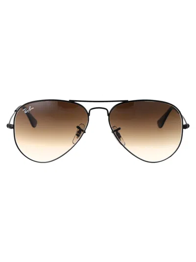 Ray Ban Aviator Sunglasses In 002/51 Black