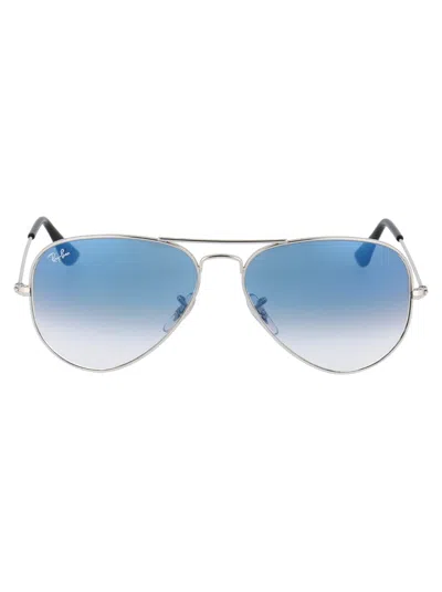 Ray Ban Aviator Sunglasses In 003/3f Silver