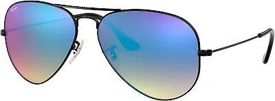 Pre-owned Ray Ban Ray-ban Aviator Sunglasses, Black Brown Mirror Blue, 58mm In Brown/blue