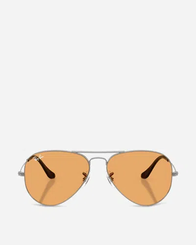 Ray Ban Aviator Sunglasses Polished Silver / In Orange