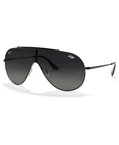 Ray Ban Aviator Sunglasses, Rb3597 In Black,grey Gradient Dark Grey