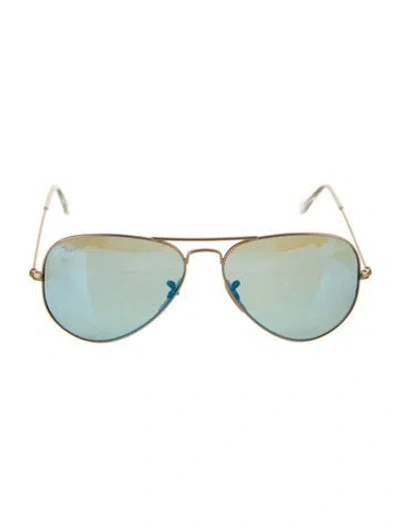 Pre-owned Ray Ban Aviator Tinted Sunglasses In Blue/gold