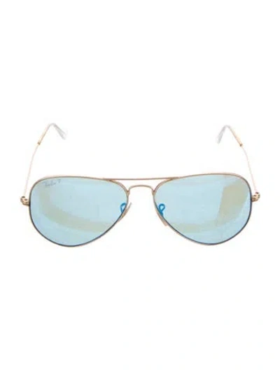 Pre-owned Ray Ban Aviator Tinted Sunglasses In Blue/gold
