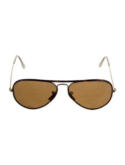Pre-owned Ray Ban Aviator Tinted Sunglasses In Brown