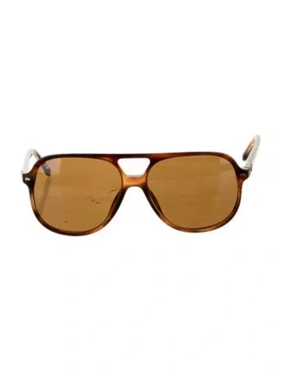 Pre-owned Ray Ban Aviator Tinted Sunglasses In Brown
