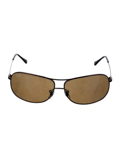 Pre-owned Ray Ban Aviator Tinted Sunglasses In Brown