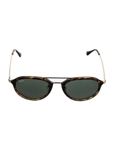 Pre-owned Ray Ban Aviator Tinted Sunglasses In Brown