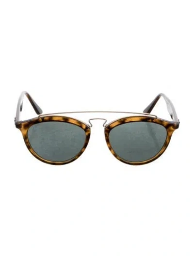 Pre-owned Ray Ban Aviator Tinted Sunglasses In Brown