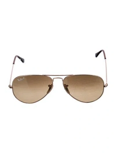 Pre-owned Ray Ban Aviator Tinted Sunglasses In Brown