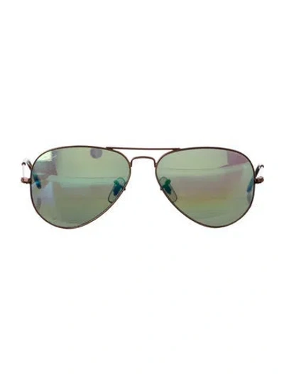 Pre-owned Ray Ban Aviator Tinted Sunglasses In Brown