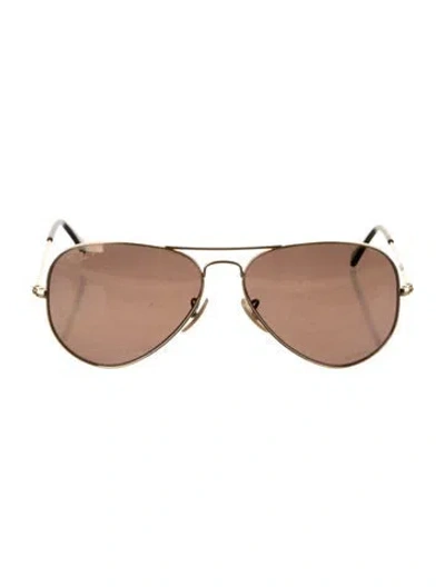 Pre-owned Ray Ban Aviator Tinted Sunglasses In Brown/gold