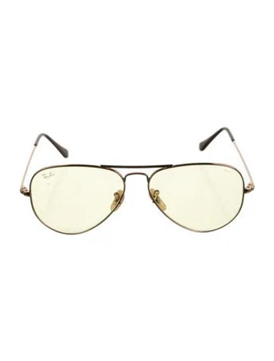Pre-owned Ray Ban Aviator Tinted Sunglasses In Brown/gold/metallic