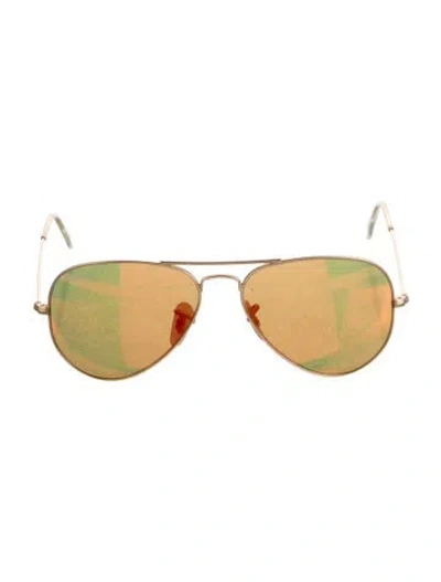 Pre-owned Ray Ban Aviator Tinted Sunglasses In Gold