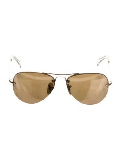 Pre-owned Ray Ban Aviator Tinted Sunglasses In Gold