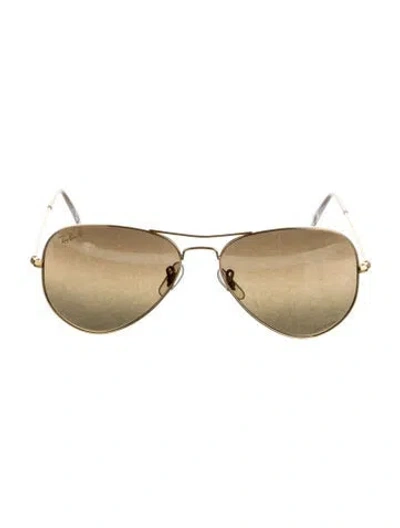 Pre-owned Ray Ban Aviator Tinted Sunglasses In Gold