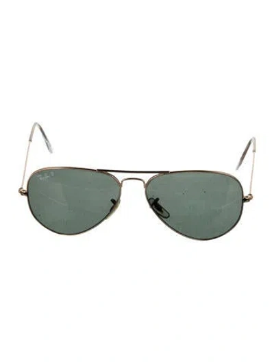 Pre-owned Ray Ban Aviator Tinted Sunglasses In Gold