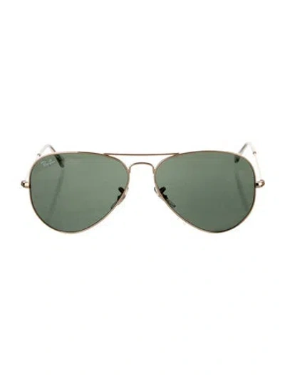 Pre-owned Ray Ban Aviator Tinted Sunglasses In Gold