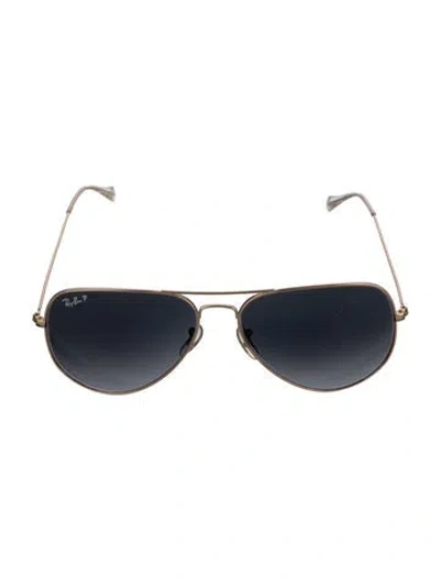 Pre-owned Ray Ban Aviator Tinted Sunglasses In Gold