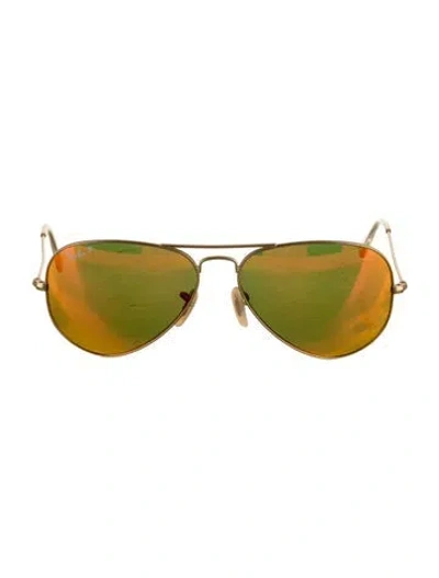 Pre-owned Ray Ban Aviator Tinted Sunglasses In Gold