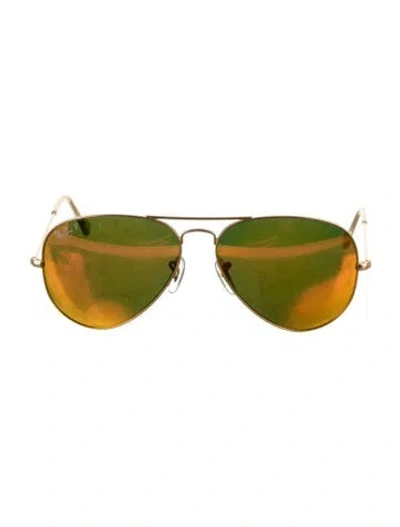 Pre-owned Ray Ban Aviator Tinted Sunglasses In Gold