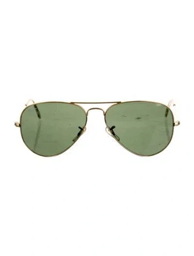 Pre-owned Ray Ban Aviator Tinted Sunglasses In Gold