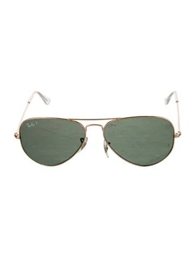 Pre-owned Ray Ban Aviator Tinted Sunglasses In Gold