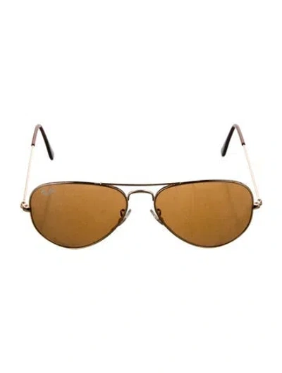 Pre-owned Ray Ban Aviator Tinted Sunglasses In Gold