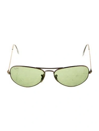Pre-owned Ray Ban Aviator Tinted Sunglasses In Gold