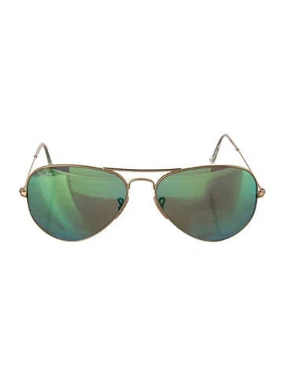 Pre-owned Ray Ban Aviator Tinted Sunglasses In Gold