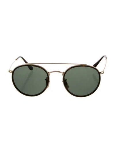 Pre-owned Ray Ban Aviator Tinted Sunglasses In Gold